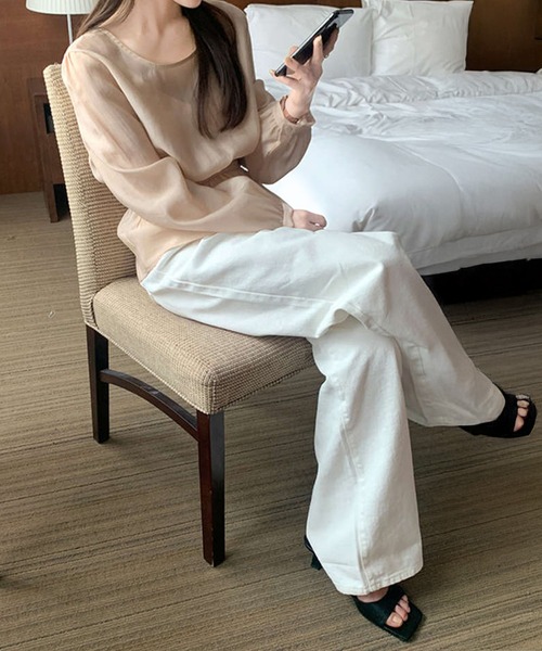 by LEGNA(バイレグナ)の「2wayシアーブラウス(シャツ/ブラウス・レディース・アイボリー/ピンクベージュ・MEDIUM/LARGE)」の10枚目の写真
