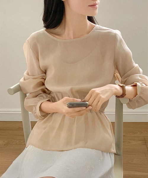 by LEGNA(バイレグナ)の「2wayシアーブラウス(シャツ/ブラウス・レディース・アイボリー/ピンクベージュ・MEDIUM/LARGE)」の4枚目の写真