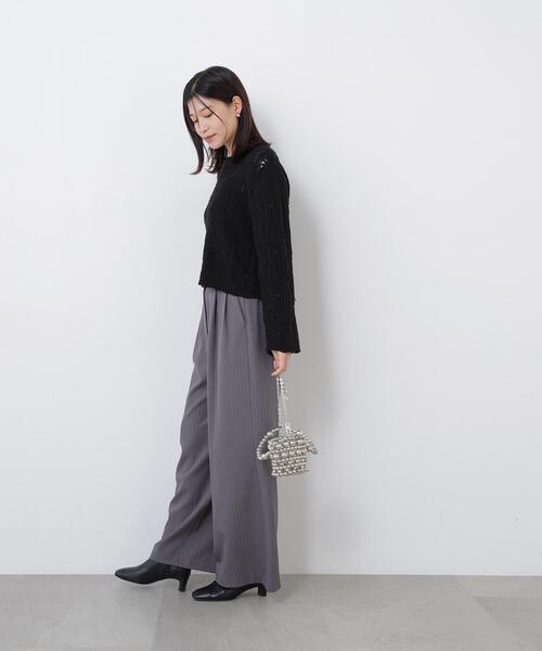 N.（N. Natural Beauty Basic）（エヌエヌナチュラルビューティーベーシック）の「レース柄編みニット（ニット/セーター・レディース・オフホワイト/ブラック/レッド・FREE）」の6枚目の写真