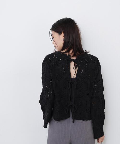 N.（N. Natural Beauty Basic）（エヌエヌナチュラルビューティーベーシック）の「レース柄編みニット（ニット/セーター・レディース・オフホワイト/ブラック/レッド・FREE）」の9枚目の写真