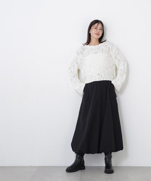 N.（N. Natural Beauty Basic）（エヌエヌナチュラルビューティーベーシック）の「レース柄編みニット（ニット/セーター・レディース・オフホワイト/ブラック/レッド・FREE）」の12枚目の写真