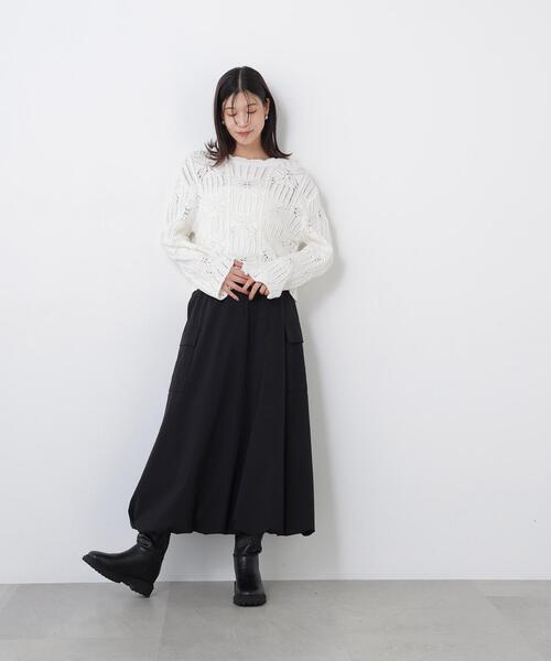 N.（N. Natural Beauty Basic）（エヌエヌナチュラルビューティーベーシック）の「レース柄編みニット（ニット/セーター・レディース・オフホワイト/ブラック/レッド・FREE）」の18枚目の写真