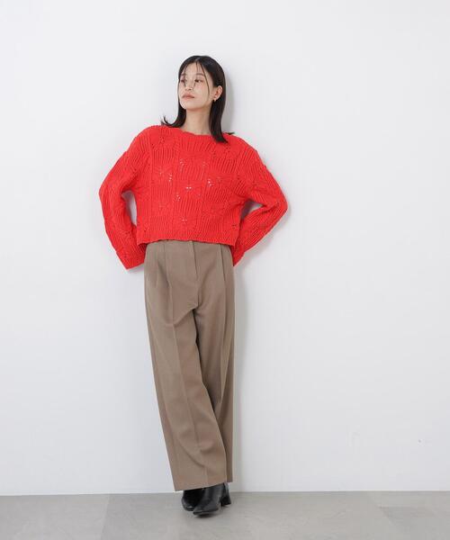 N.（N. Natural Beauty Basic）（エヌエヌナチュラルビューティーベーシック）の「レース柄編みニット（ニット/セーター・レディース・オフホワイト/ブラック/レッド・FREE）」の20枚目の写真