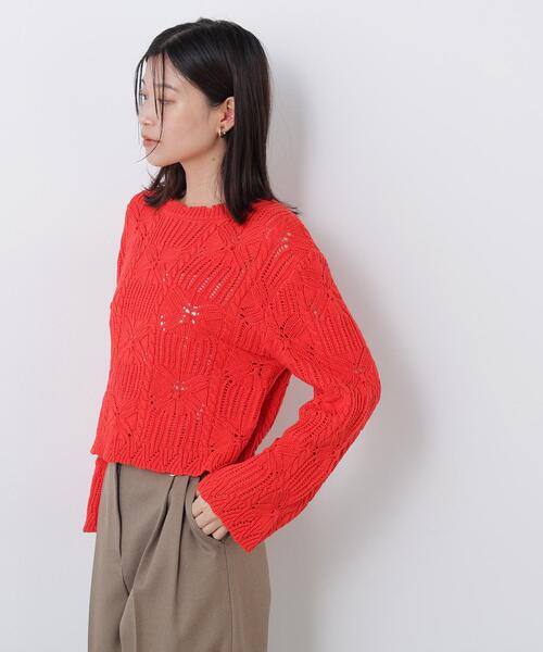 N.（N. Natural Beauty Basic）（エヌエヌナチュラルビューティーベーシック）の「レース柄編みニット（ニット/セーター・レディース・オフホワイト/ブラック/レッド・FREE）」の21枚目の写真