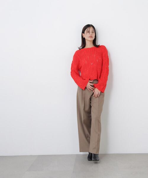 N.（N. Natural Beauty Basic）（エヌエヌナチュラルビューティーベーシック）の「レース柄編みニット（ニット/セーター・レディース・オフホワイト/ブラック/レッド・FREE）」の22枚目の写真