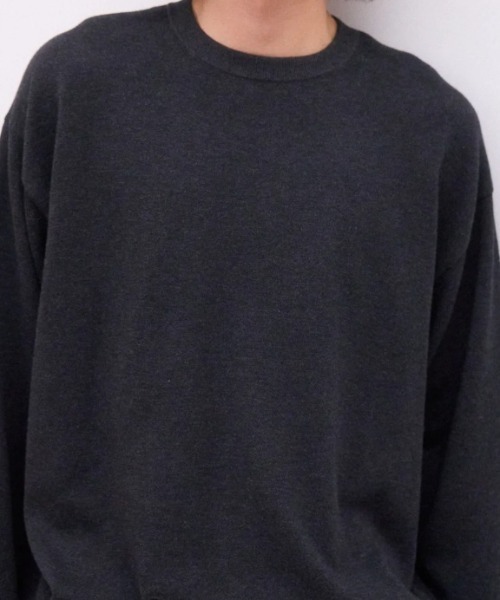 ATON(エイトン)の「ATON (エイトン)COTTON CASHMERE JACQUARD | CREW NECK SWEATER(ニット/セーター・メンズ・チャコールグレー・6/2/4)」の2枚目の写真