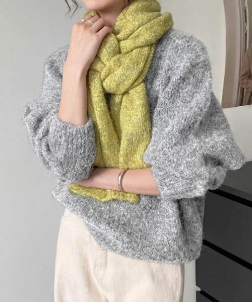 yuue' ( wear )(ユーイ)の「Vネックルーズニットトップス(ニット/セーター・レディース・アイボリー/ブルー/グレー/レッド・FREE)」の16枚目の写真