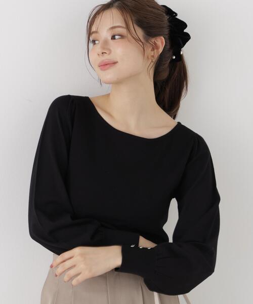 PROPORTION BODY DRESSING(プロポーションボディドレッシング)の「パフスリーブ総針トップス / 1216270907(ニット/セーター・レディース・ブラック/ホワイト系その他/ブルー・FREE)」の5枚目の写真