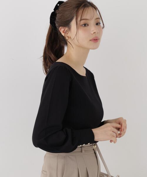 PROPORTION BODY DRESSING(プロポーションボディドレッシング)の「パフスリーブ総針トップス / 1216270907(ニット/セーター・レディース・ブラック/ホワイト系その他/ブルー・FREE)」の6枚目の写真