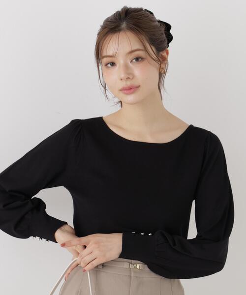 PROPORTION BODY DRESSING(プロポーションボディドレッシング)の「パフスリーブ総針トップス / 1216270907(ニット/セーター・レディース・ブラック/ホワイト系その他/ブルー・FREE)」の10枚目の写真