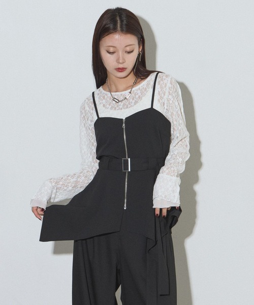 PAGEBOY(ページボーイ)の「リンクセットZIPベルトキャミ【セットアップ対応】(キャミソール・レディース・ブラック/ドット・FREE)」の14枚目の写真