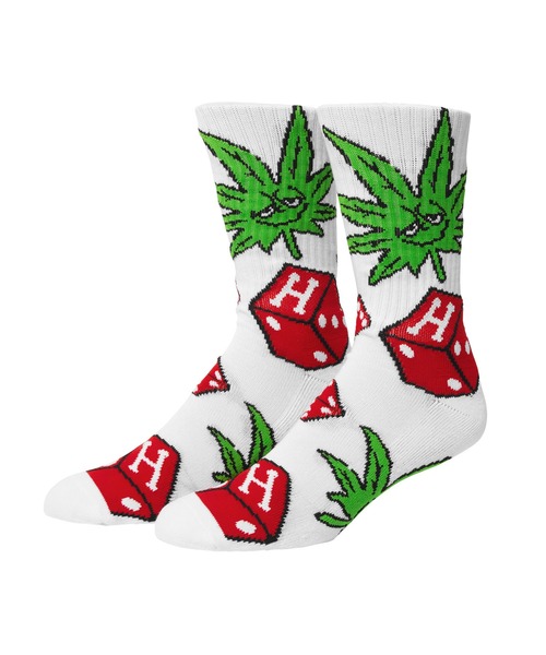 HUF(ハフ)の「DICE BUDDY CREW SOCKS(ソックス/靴下・メンズ・ブラック/ホワイト・O/S)」の1枚目の写真
