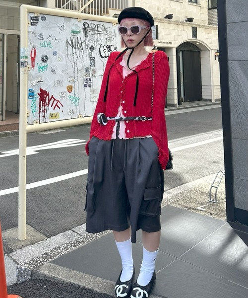 Alley Tokyo(アリートーキョー)の「ふりふりいっぱいレイヤードしてる風カーデ(カーディガン/ボレロ・レディース・レッド/グレー/サックスブルー・FREE)」の6枚目の写真