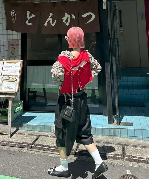 Alley Tokyo(アリートーキョー)の「ふりふりいっぱいレイヤードしてる風カーデ(カーディガン/ボレロ・レディース・レッド/グレー/サックスブルー・FREE)」の9枚目の写真