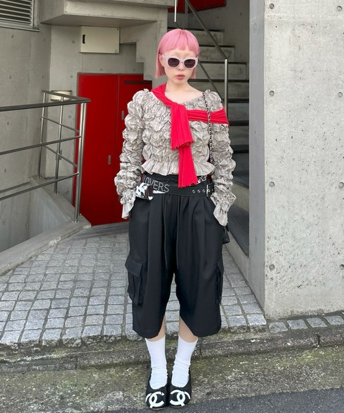 Alley Tokyo(アリートーキョー)の「ふりふりいっぱいレイヤードしてる風カーデ(カーディガン/ボレロ・レディース・レッド/グレー/サックスブルー・FREE)」の11枚目の写真