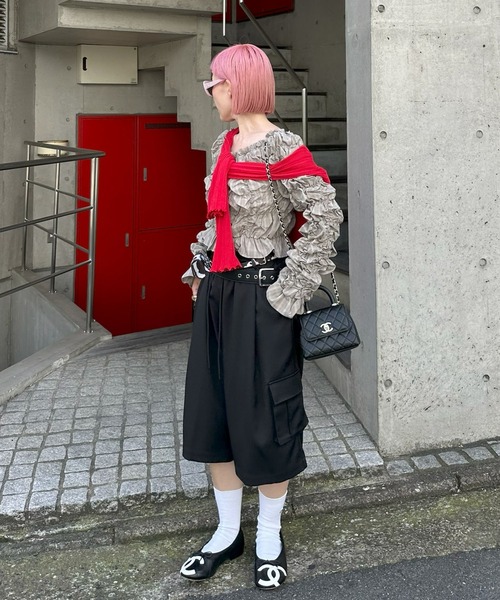 Alley Tokyo(アリートーキョー)の「ふりふりいっぱいレイヤードしてる風カーデ(カーディガン/ボレロ・レディース・レッド/グレー/サックスブルー・FREE)」の8枚目の写真