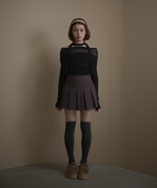 M DOLLY（エムドリー）の「Sheer Chloe tops / シアークロエトップス（Tシャツ/カットソー・レディース・ブラック/アイボリー・FREE）」の5枚目の写真