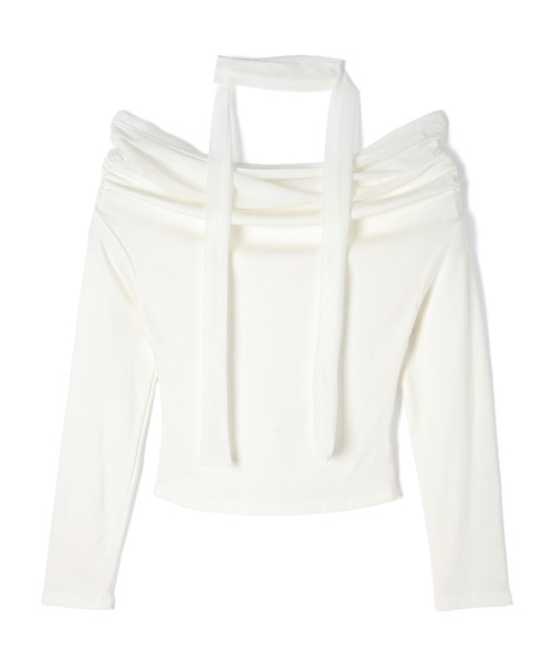 M DOLLY（エムドリー）の「Sheer Chloe tops / シアークロエトップス（Tシャツ/カットソー・レディース・ブラック/アイボリー・FREE）」の6枚目の写真