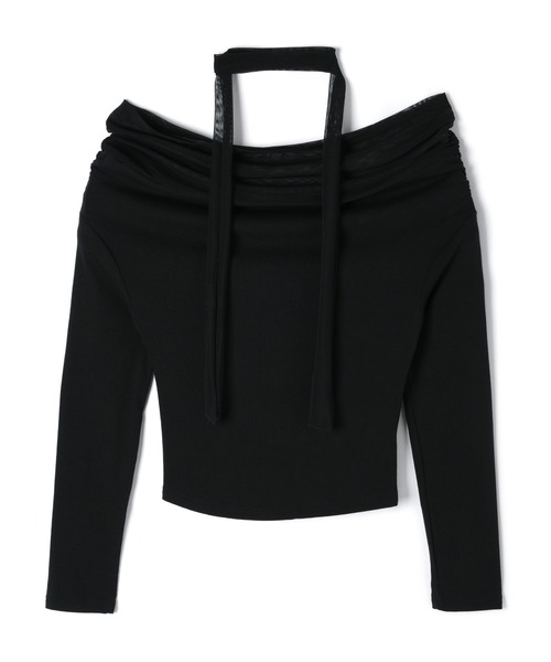 M DOLLY（エムドリー）の「Sheer Chloe tops / シアークロエトップス（Tシャツ/カットソー・レディース・ブラック/アイボリー・FREE）」の7枚目の写真