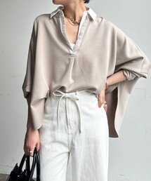 【WEB限定/セット着用可能】レイヤード風ドルマンスリーブプルオーバー