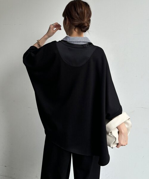 DouDou(ドゥドゥ)の「【WEB限定/セット着用可能】レイヤード風ドルマンスリーブプルオーバー(Tシャツ/カットソー・レディース・ブラック/ベージュ/グレー・FREE)」の15枚目の写真