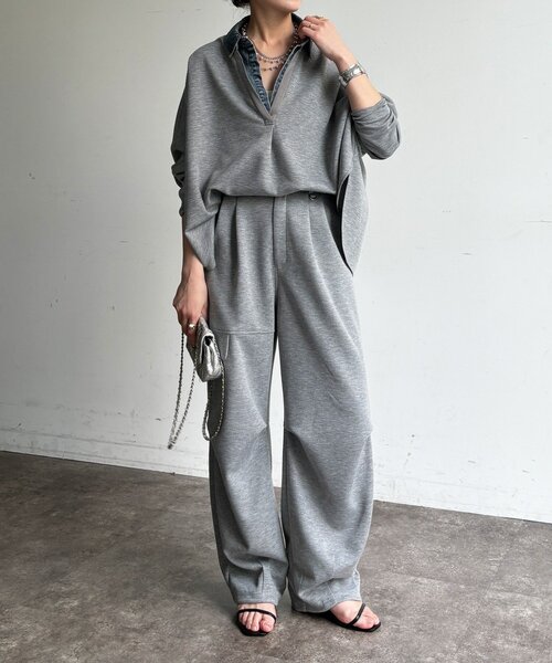 DouDou(ドゥドゥ)の「【WEB限定/セット着用可能】レイヤード風ドルマンスリーブプルオーバー(Tシャツ/カットソー・レディース・ブラック/ベージュ/グレー・FREE)」の17枚目の写真