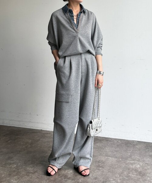 DouDou(ドゥドゥ)の「【WEB限定/セット着用可能】レイヤード風ドルマンスリーブプルオーバー(Tシャツ/カットソー・レディース・ブラック/ベージュ/グレー・FREE)」の19枚目の写真