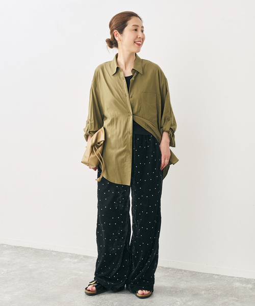 Spick & Span(スピックアンドスパン)の「VIAN / ヴィアン スターダストグリッターベルベットイージーワイドパンツ(その他パンツ・レディース・ブラック/ネイビー・38)」の22枚目の写真
