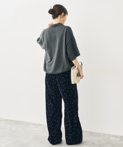 Spick & Span(スピックアンドスパン)の「VIAN / ヴィアン スターダストグリッターベルベットイージーワイドパンツ(その他パンツ・レディース・ブラック/ネイビー・38)」の3枚目の写真