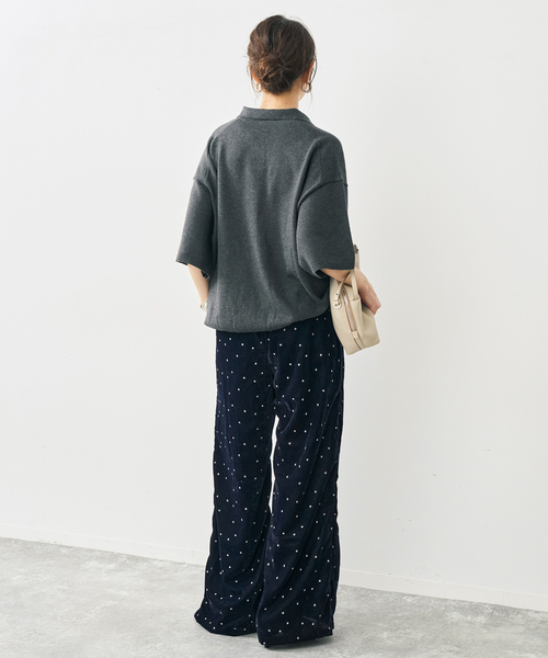 Spick & Span(スピックアンドスパン)の「VIAN / ヴィアン スターダストグリッターベルベットイージーワイドパンツ(その他パンツ・レディース・ブラック/ネイビー・38)」の4枚目の写真