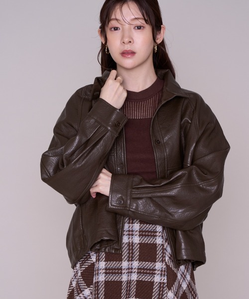 MISCH MASCH(ミッシュマッシュ)の「2026秋冬新作 シアー切替袖リボンニット(ニット/セーター・レディース・ブラウン/アイボリー/グレー・フリ-)」の7枚目の写真