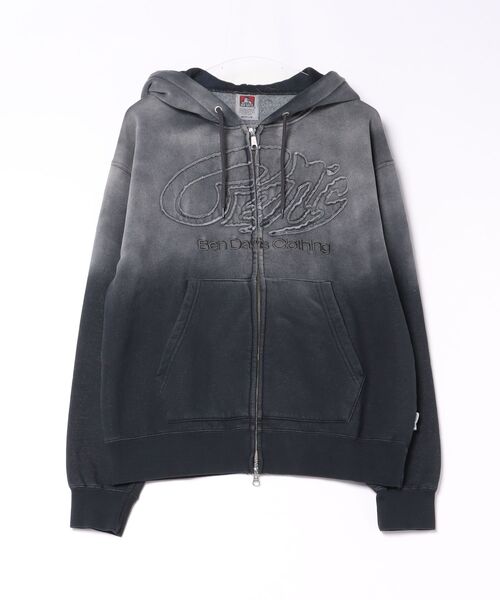 JEANS MATE(ジーンズメイト)の「【BEN DAVIS/ベンデイビス】【ユーズド加工がこなれ感抜群◎】ヴィンテージワッペンジップフーディー ジップパーカー 古着風 パウダーブリーチ加工 ストリート ユニセックス(パーカー・メンズ・ブルー系その他/ブラック系その他/ブラック系その他2・X-LARGE/MEDIUM/LARGE)」の2枚目の写真