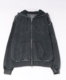 【BEN DAVIS/ベンデイビス】【ユーズド加工がこなれ感抜群◎】ヴィンテージワッペンジップフーディー ジップパーカー 古着風 パウダーブリーチ加工 ストリート ユニセックス