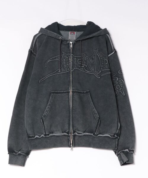 JEANS MATE(ジーンズメイト)の「【BEN DAVIS/ベンデイビス】【ユーズド加工がこなれ感抜群◎】ヴィンテージワッペンジップフーディー ジップパーカー 古着風 パウダーブリーチ加工 ストリート ユニセックス(パーカー・メンズ・ブルー系その他/ブラック系その他/ブラック系その他2・X-LARGE/MEDIUM/LARGE)」の3枚目の写真