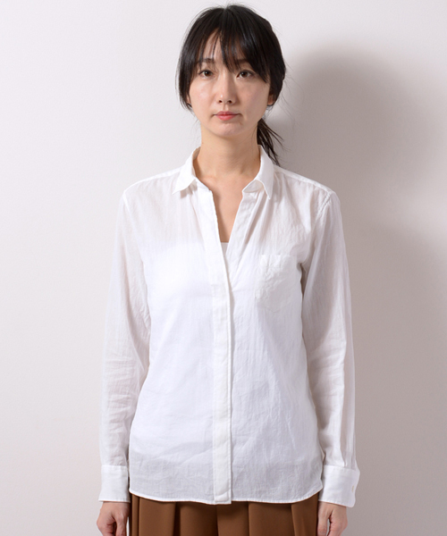 AMERICAN RAG CIE（アメリカンラグシー）の「AMERICAN RAG CIEコットンアムンゼンレギュラーシャツ/207-AIP-L161-SH040（シャツ/ブラウス・レディース・ブルー系その他/ホワイト・FREE）」の5枚目の写真