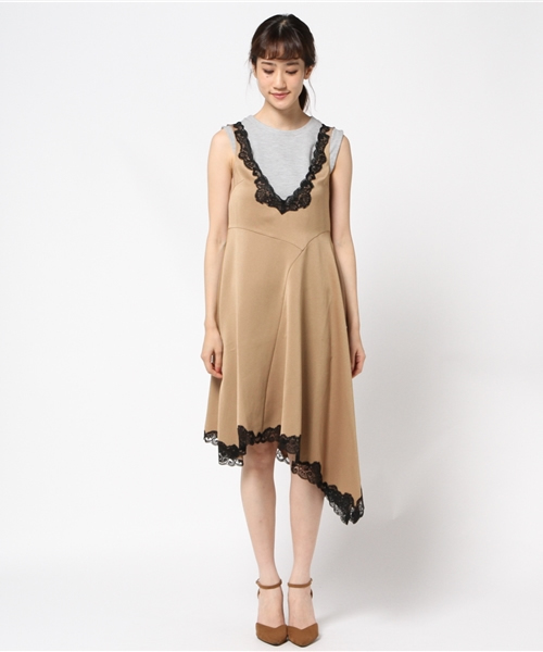 JILL STUART（ジルスチュアート）の「サテンランジェリーワンピース（ワンピース・レディース・ボルドー/ベージュ・2/0）」の3枚目の写真