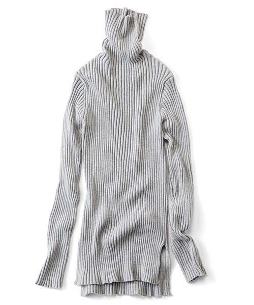 IEDIT（イディット）の「ＩＥＤＩＴ　レーベルコレクション　コットンカシミア素材が心地良い着ぶくれ知らずのリブ編みタートルニット　（ニット/セーター・レディース・ライトグレー/アイボリー・LARGE/SMALL/X-LARGE/MEDIUM/XX-LARGE）」の13枚目の写真