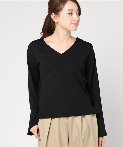 VENCEEXCHANGE(ヴァンスエクスチェンジ)の「ワイドリブニットソーバッククロスT(Tシャツ/カットソー・レディース・ピンク/オフホワイト/グレー/ブラック・MEDIUM)」の13枚目の写真