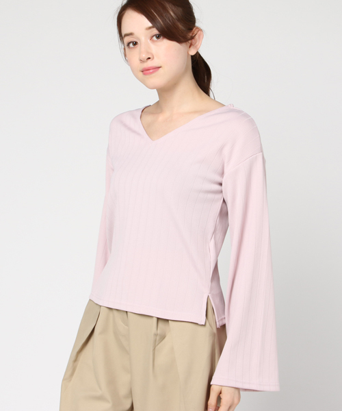 VENCEEXCHANGE(ヴァンスエクスチェンジ)の「ワイドリブニットソーバッククロスT(Tシャツ/カットソー・レディース・ピンク/オフホワイト/グレー/ブラック・MEDIUM)」の15枚目の写真