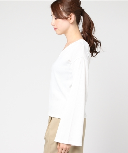 VENCEEXCHANGE(ヴァンスエクスチェンジ)の「ワイドリブニットソーバッククロスT(Tシャツ/カットソー・レディース・ピンク/オフホワイト/グレー/ブラック・MEDIUM)」の6枚目の写真