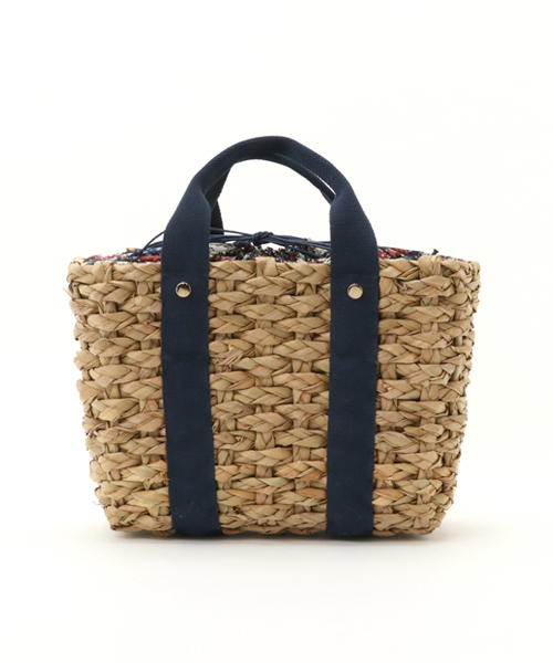 LBC（エルビーシー）の「巾着柄生地トートバッグ        （かごバッグ・レディース・ネイビー/オリーブ・FREE）」の2枚目の写真