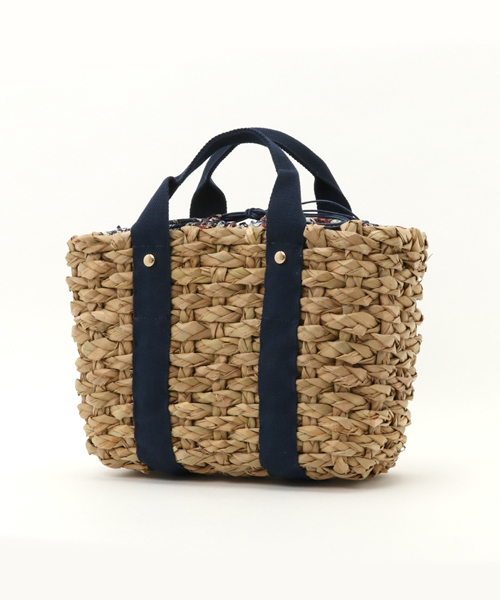 LBC（エルビーシー）の「巾着柄生地トートバッグ        （かごバッグ・レディース・ネイビー/オリーブ・FREE）」の6枚目の写真