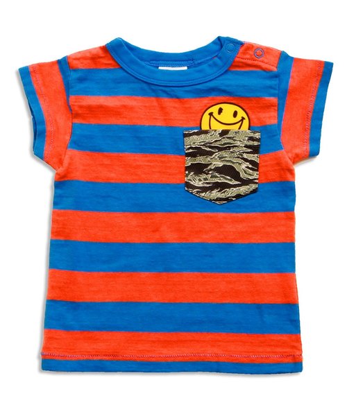 BREEZE（ブリーズ）の「ボーダーポケットＴシャツ（Tシャツ/カットソー・キッズ・ライム/オレンジ/ネイビー・100/120/95/110/140/90/130/80）」の9枚目の写真