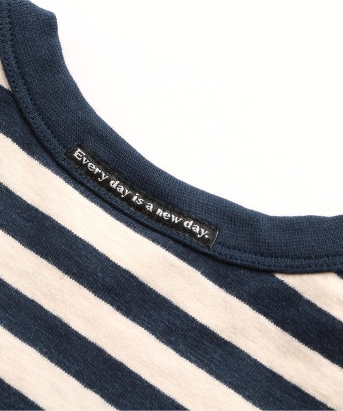 BREEZE（ブリーズ）の「ボーダーポケットＴシャツ（Tシャツ/カットソー・キッズ・ライム/オレンジ/ネイビー・100/120/95/110/140/90/130/80）」の5枚目の写真
