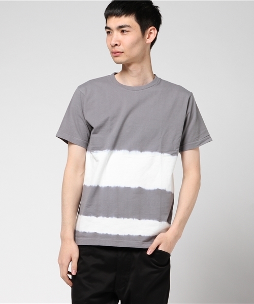 ikka（イッカ）の「タイダイボーダーTシャツ（Tシャツ/カットソー・メンズ・ブラック/スモークグレー/ダークグリーン/マスタード・LARGE/MEDIUM/X-LARGE）」の10枚目の写真