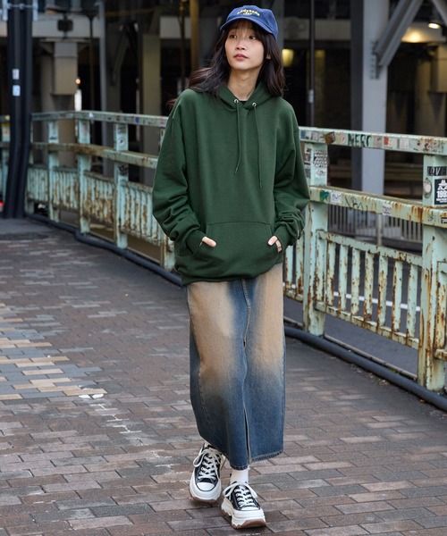Champion HOODED オーバーサイズ プルオーバーパーカー MONO