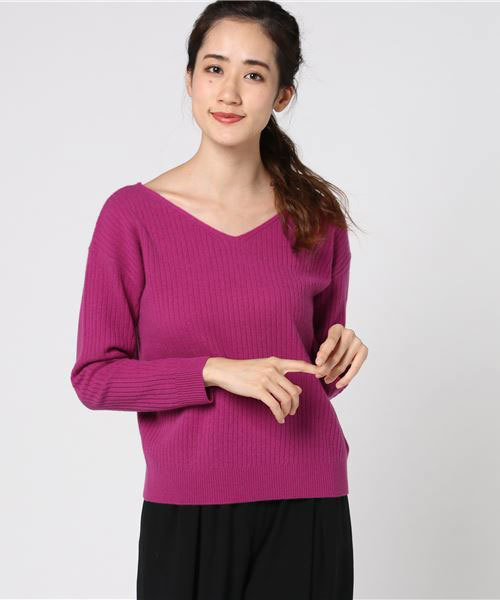 RIVE DROITE（リヴドロワ）の「W/CAワイドリブ2WAYプルオーバー（ニット/セーター・レディース・オフホワイト/その他14/ネイビー・FREE）」の3枚目の写真