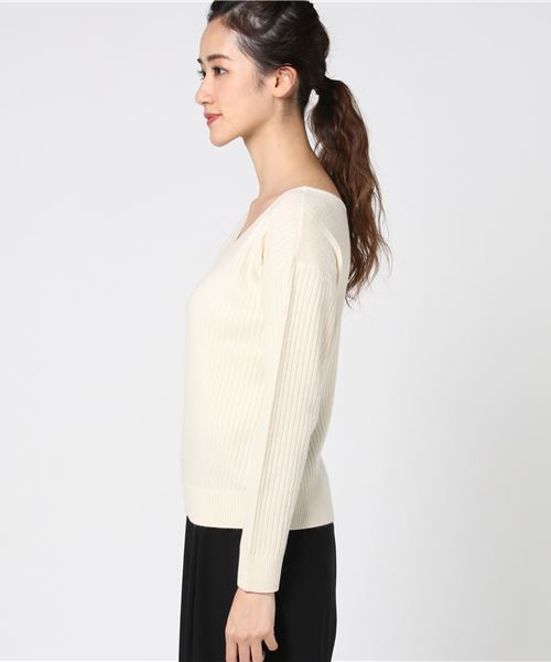 RIVE DROITE（リヴドロワ）の「W/CAワイドリブ2WAYプルオーバー（ニット/セーター・レディース・オフホワイト/その他14/ネイビー・FREE）」の8枚目の写真