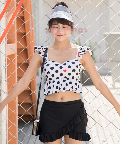 TeddyShop(テディショップ)の「レディース水着 ハイウェスト ビスチェビキニ2点セット 体型カバー(水着・レディース・ブラック/ブラック×レッド/ホワイト×ブラック/ホワイト×レッド/ホワイト×ブルー/ネイビー/ホワイト×グリーン/レンガ/カーキ/ネイビー×ホワイト/レッド系その他・M/XL/L/XXL)」の15枚目の写真