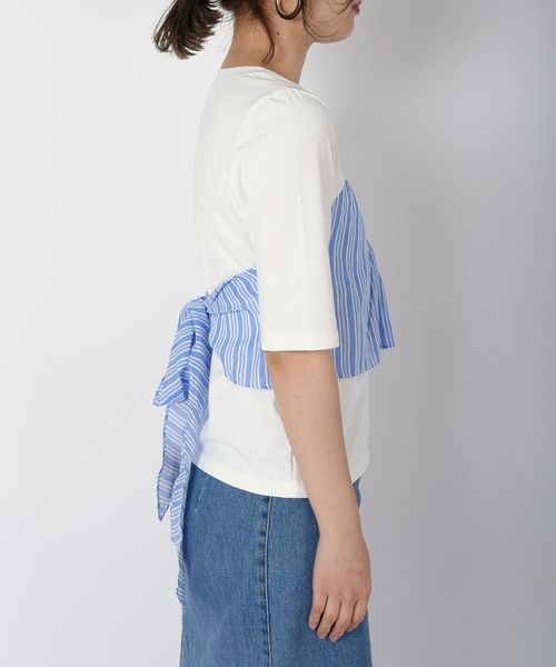 Khaju(カージュ)の「Khaju:ストライプビスチェトップス(Tシャツ/カットソー・レディース・ホワイト/ブラック・ONE SIZE)」の5枚目の写真